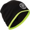 imageKlein Tools 60391 Knit Beanie Thermal Fleece Winter Hat Windproof Fits under Helmets Black with HighVisibility Yellow Band TrimWinter Kit  Large