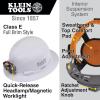 imageKlein Tools 60406RL Hard Hat Rechargeable Headlamp Nonvented Full Brim Style Padded SelfWicking OdorResistant Sweatband Tested up to 20kV White
