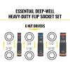 imageKlein Tools 65238 KNECT Impact Socket Set Deep Sockets with Wrench 3 HeavyDuty Color Coded Flip Sockets 6 SAE Sizes Ratchet Adapter and MODbox CaseSocket Set with Ratchet