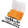 imageKlein Tools 65240 KNECT Impact DeepWell Flip Socket and LowProfile Pass Through Socket Set SAE 20Piece MODbox Case 14Inch and 38Inch DriveSAE Combo Set