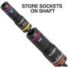 imageKlein Tools 656QS KNECT Quad Socket 24 Sizes in 6 Sockets 4in1 Color Coded SAE and Metric Impact Rated DeepWell HeavyDuty 14and 38Inch Drive 312and 612Inch Shaft12 SAE Sizes