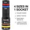 imageKlein Tools 656QS KNECT Quad Socket 24 Sizes in 6 Sockets 4in1 Color Coded SAE and Metric Impact Rated DeepWell HeavyDuty 14and 38Inch Drive 312and 612Inch Shaft12 SAE Sizes