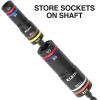 imageKlein Tools 656QS KNECT Quad Socket 24 Sizes in 6 Sockets 4in1 Color Coded SAE and Metric Impact Rated DeepWell HeavyDuty 14and 38Inch Drive 312and 612Inch Shaft12 SAE  12 Metric Sizes
