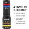 imageKlein Tools 656QS KNECT Quad Socket 24 Sizes in 6 Sockets 4in1 Color Coded SAE and Metric Impact Rated DeepWell HeavyDuty 14and 38Inch Drive 312and 612Inch Shaft8 SAE  8 Metric Sizes