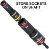imageKlein Tools 656QS KNECT Quad Socket 24 Sizes in 6 Sockets 4in1 Color Coded SAE and Metric Impact Rated DeepWell HeavyDuty 14and 38Inch Drive 312and 612Inch Shaft8 SAE  8 Metric Sizes
