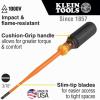 imageKlein Tools 6916INS 1000V Slim Tip Insulated Screwdriver Made in USA Screwdriver with 6Inch Round Shank 316Inch Cabinet Tip Cushion Grip Handle316Inch Cabinet