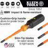 imageKlein Tools 6916INS 1000V Slim Tip Insulated Screwdriver Made in USA Screwdriver with 6Inch Round Shank 316Inch Cabinet Tip Cushion Grip Handle4Piece Set