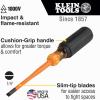 imageKlein Tools 6926INS Insulated Screwdriver Made in USA 1000V Slim Profile Tip 14Inch Cabinet Screwdriver with 6Inch Shank CushionGrip Handle