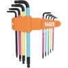 imageKlein Tools BLS18 Hex Key Wrench Set Color Coded SAE and Metric HeatTreated LStyle Long Arm and Ball End 116Inch to 38Inch and 15 mm to 10 mm 18PieceMetric