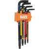 imageKlein Tools BLS18 Hex Key Wrench Set Color Coded SAE and Metric HeatTreated LStyle Long Arm and Ball End 116Inch to 38Inch and 15 mm to 10 mm 18PieceSAE
