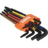 imageKlein Tools BLS18 Hex Key Wrench Set Color Coded SAE and Metric HeatTreated LStyle Long Arm and Ball End 116Inch to 38Inch and 15 mm to 10 mm 18PieceSAE