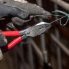 imageKlein Tools D2017CSTA Linesman Pliers Side Cutters with Spring Loaded Action Ironworker Pliers have Aggressive Knurl and Tempered Handles