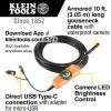 imageKlein Tools ET16 Borescope 9 mm 10Foot Armored Waterproof Gooseneck Snake LED Lights Endoscope Digital Inspection Camera for Android PhonesUSB Connection