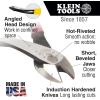 imageKlein Tools J200048 Pliers Made in USA Diagonal Cutting Pliers with Angled Head HeavyDuty to Cut ACSR Screws Nails and most Hardened Wire 8Inch8Inch