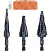 imageKlein Tools QRSTSPRO Premium 3Piece Electricians Step Bit Set with Cutting Oil Modular Case Impact Rated Quick Release Double Spiral FlutesQuick Release