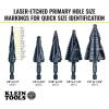 imageKlein Tools QRSTSPRO Premium 3Piece Electricians Step Bit Set with Cutting Oil Modular Case Impact Rated Quick Release Double Spiral FlutesQuick Release
