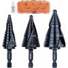imageKlein Tools QRSTSPRO Premium 3Piece Electricians Step Bit Set with Cutting Oil Modular Case Impact Rated Quick Release Double Spiral FlutesQuick Release