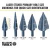 imageKlein Tools QRSTSPRO Premium 3Piece Electricians Step Bit Set with Cutting Oil Modular Case Impact Rated Quick Release Double Spiral FlutesStandard