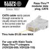 imageKlein Tools VDV826729 PassThru Modular Data Plugs RJ45CAT6 10Pack Gold Plated Power Over EthernetFCCRoHS Compliant For Solid or Stranded Cable