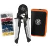 imageKlein Tools 34060 Ferrule Crimping Tool Set with Ratcheting Square Crimper Pliers 1200 Wire Terminals 1022 AWG and Soft Carrying Case for Electrical Applications