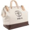 imageKlein Tools 510212 Heavy Duty Natural Canvas Tool Bag Tool Tote MultiPurpose Bag with Wide Hinged Opening and Leather Handles 12Inch14Inch