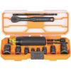 imageKlein Tools 65238 KNECT Impact Socket Set Deep Sockets with Wrench 3 HeavyDuty Color Coded Flip Sockets 6 SAE Sizes Ratchet Adapter and MODbox CaseMetric  SAE Set