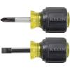 imageKlein Tools 85071 Stubby Slotted and Phillips Screwdriver Set Made in USA with 516Inch CabinetTips and 2 PhillipsTip 2Piece1Pack
