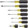 imageKlein Tools 85076 Screwdriver Set Made in USA Slotted and Phillips Screwdrivers with NonSlip CushionGrip Handles and TipIdent 7Piece8Piece Set