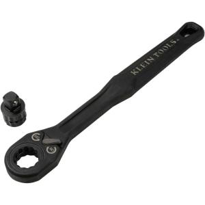 imageKLEIN TOOLS 65408ADP KNECT M Pass Through Ratchet and 38Inch Socket Adapter Set 90Tooth Wrench for Extended Threaded Rods Compact and Comfortable Grip Traditional Socket CompatibilityM 38Inch