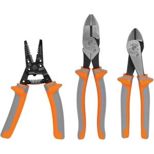 imageKlein Tools 11055RINS Insulated Klein Kurve Wire StripperCutter Made in USA 1000V Insulated Tool Cuts and Strips 1018 Solid and 1220 Stranded AWG Wire3Piece Kit
