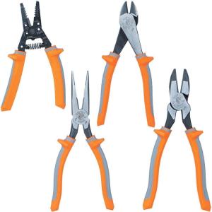 imageKlein Tools 11055RINS Insulated Klein Kurve Wire StripperCutter Made in USA 1000V Insulated Tool Cuts and Strips 1018 Solid and 1220 Stranded AWG Wire4Piece Kit