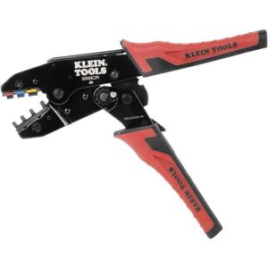 imageKlein Tools 3007CR Crimping Tool For Heat Shrink Connectors Ratcheting Terminal Crimper 10 to 22 AWG Stranded Copper Wire FullCycle 3Cavity