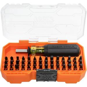 imageKlein Tools 32315HD 15in1 MultiBit Ratcheting Screwdriver ImpactRated 7 DoubleEnded ProFlex Torsion Zone Tips 14Inch Nut Driver 8PieceDriver Set
