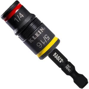 imageKlein Tools 32931 3in1 SAE Impact Socket Set 1 Flip Socket with 14 and 516 Nut Driver Sizes and 14Inch Bit Holder Impact Rated 2Inch Shaft3in1
