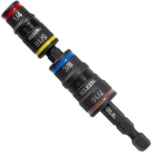 imageKlein Tools 32931 3in1 SAE Impact Socket Set 1 Flip Socket with 14 and 516 Nut Driver Sizes and 14Inch Bit Holder Impact Rated 2Inch Shaft5in1