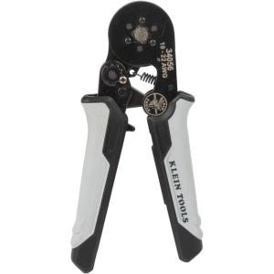imageKlein Tools 34056 Ferrule Crimping Tool Hex Crimper Pliers for 10 to 22 AWG Wire Terminals BuiltIn Adjustable Ratchet for Electrical WorkHex Crimper