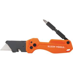 imageKlein Tools 44304 Folding FLICKBLADE Utility Knife Compact Removable Impact Driver 14Inch Nut Driver and 2 Phillips BitFlickblade w Driver