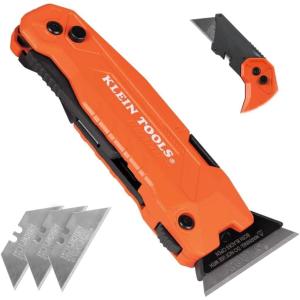 imageKlein Tools 44304 Folding FLICKBLADE Utility Knife Compact Removable Impact Driver 14Inch Nut Driver and 2 Phillips BitFlickblade w Scraper