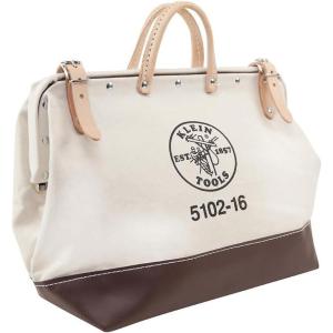 imageKlein Tools 510212 Heavy Duty Natural Canvas Tool Bag Tool Tote MultiPurpose Bag with Wide Hinged Opening and Leather Handles 12Inch16Inch