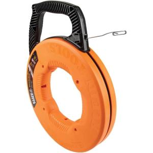 imageKlein Tools 56334 Electrical Fish Tape Steel Wire Puller with Double Loop Tip Optimized Housing and Handle for Heavy Duty Wire Pulls 240FootStainless Steel