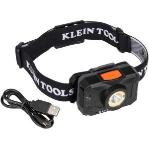 imageKlein Tools 56414 Rechargeable 2Color LED Headlamp Fabric Strap Spotlight Floodlight Red LED 800 Lumens USB Cable Camping RunningFLASHLIGHT