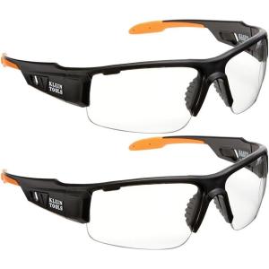 imageKlein Tools 60172 Safety Glasses Professional PPE Protective Eyewear with Semi Frame Scratch Resistant AntiFog Clear Wide Lens 2Pack