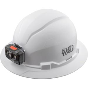 imageKlein Tools 60406RL Hard Hat Rechargeable Headlamp Nonvented Full Brim Style Padded SelfWicking OdorResistant Sweatband Tested up to 20kV White