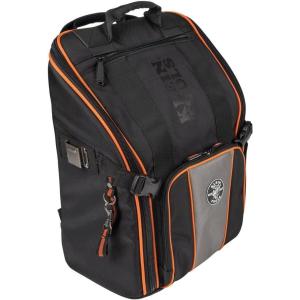 imageKlein Tools 62482 Tool Backpack ToolStation Pro HeavyDuty Organizer with 27 Pockets Large Interior Molded Bottom Electrician Tool BagBackpack with Worklight