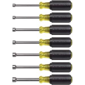imageKlein Tools 65160 Tool Set Made in USA Metric Nut Driver Set Sizes 5 55 6 7 8 9 and 10 mm 3Inch ChromePlate Hollow Shafts 7PieceWRENCH