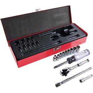 imageKlein Tools 65500 14Inch Drive Socket Wrench Set with Spinner Handle Ratchet and 2 Extensions Case Included 13Piece13Piece