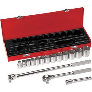 imageKlein Tools 65500 14Inch Drive Socket Wrench Set with Spinner Handle Ratchet and 2 Extensions Case Included 13Piece16Piece