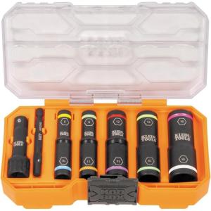 imageKlein Tools 65619 KNECT Flip10 Metric Impact Socket Set Deep Sockets 5 ColorCoded Flip Sockets 10 Metric Socket Sizes 14 and 38Inch Adapters MODbox CaseMetric