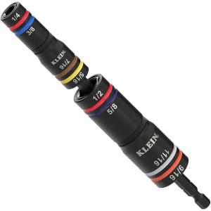 imageKlein Tools 656QS KNECT Quad Socket 24 Sizes in 6 Sockets 4in1 Color Coded SAE and Metric Impact Rated DeepWell HeavyDuty 14and 38Inch Drive 312and 612Inch ShaftQuad 2 Socket