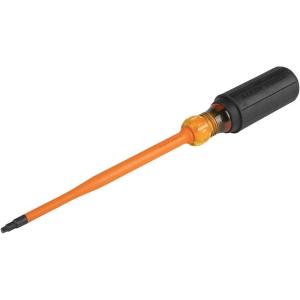 imageKlein Tools 6916INS 1000V Slim Tip Insulated Screwdriver Made in USA Screwdriver with 6Inch Round Shank 316Inch Cabinet Tip Cushion Grip Handle2 Square